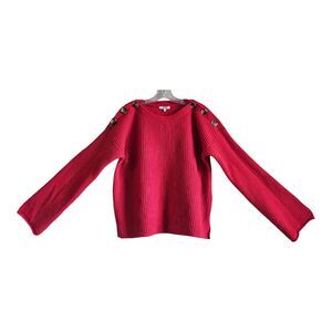MADEWELL Women M Calloway Sweater Red Boatneck Buttons Merino Wool Nylon 46"